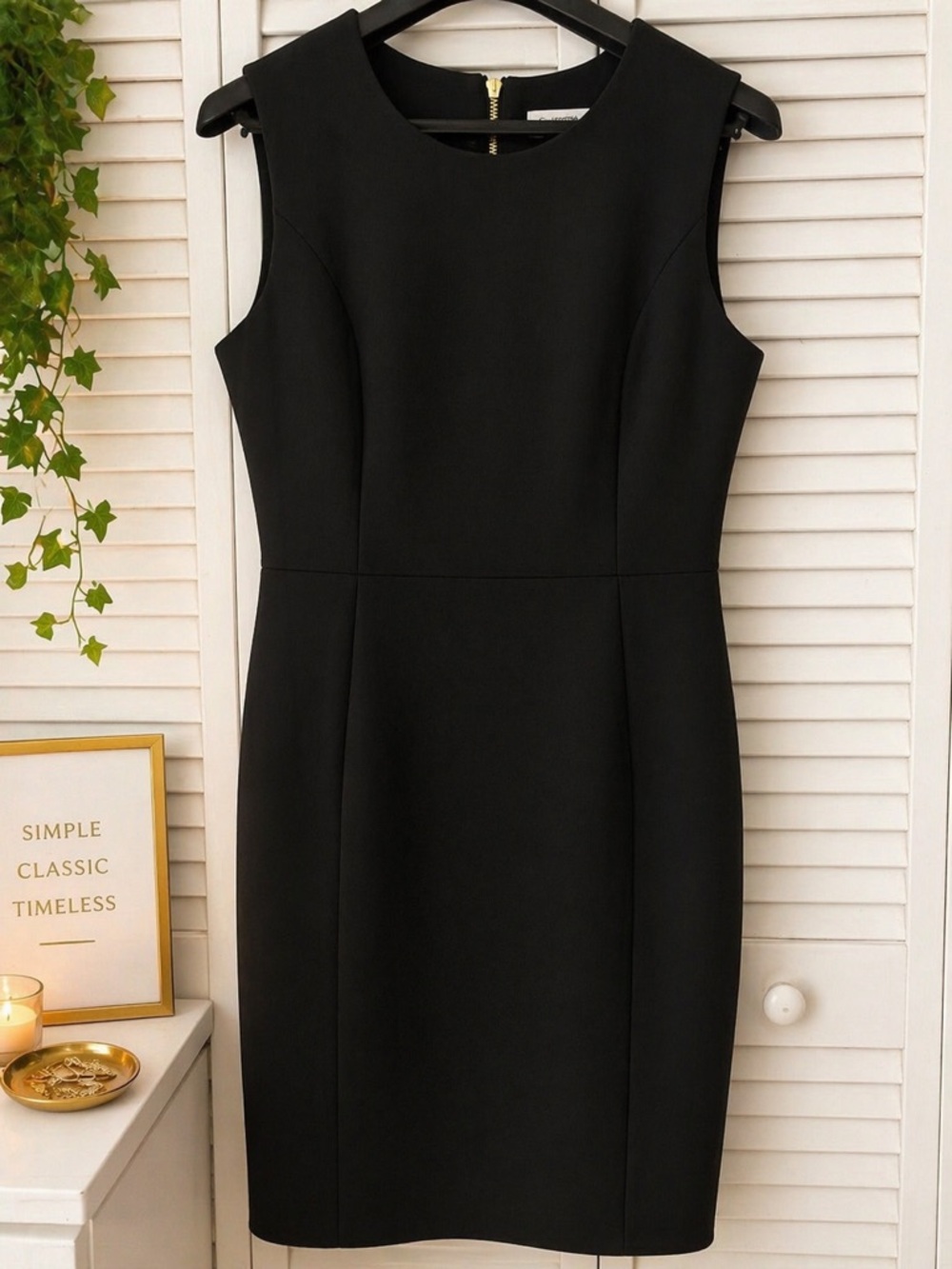 Calvin Klein Black Sleeveless Midi Sheath Dress